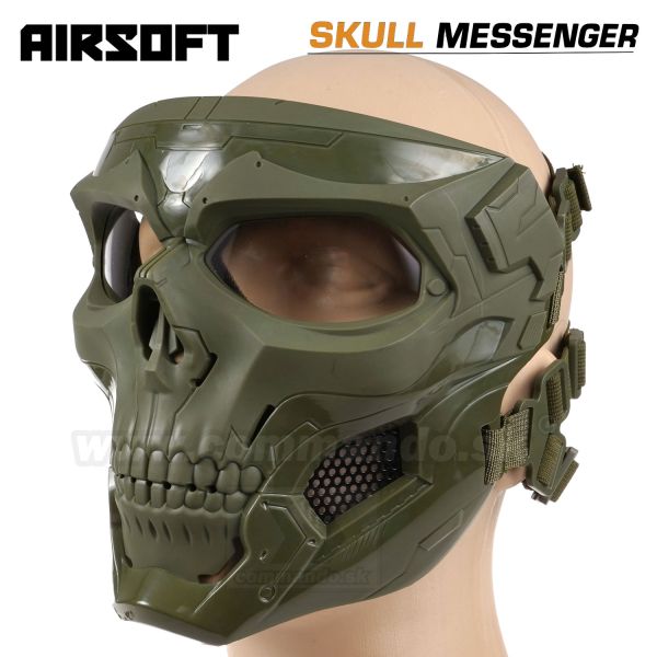 Airsoft maska SKULL MESSENGER OD Green Tactical + zapínanie pre FAST helmu