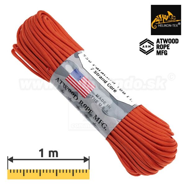 Parašutistické lanko Paracord 550 Lbs oranžová 1 meter