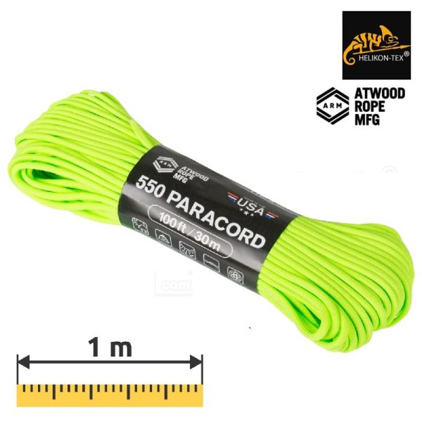 Parašutistické lanko Paracord 550 Lbs Neon Green 1 meter