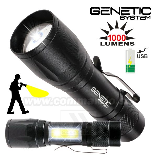 GENETIC Systems Mini LED Q5 COB USB svietidlo Zoom Mini Flashlite