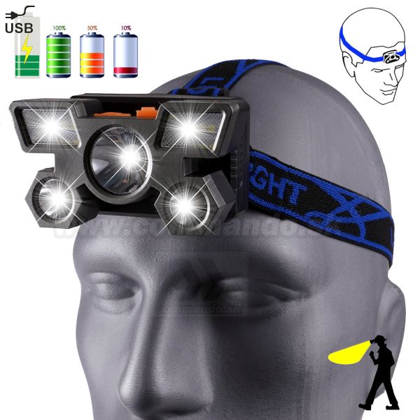 Čelovka PENTALIGHT XPE High Power Headlamp USB s batériou