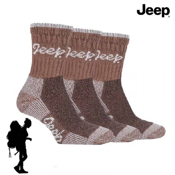 Jeep Terrain dámske turistické ponožky 3 páry, bielohnedé