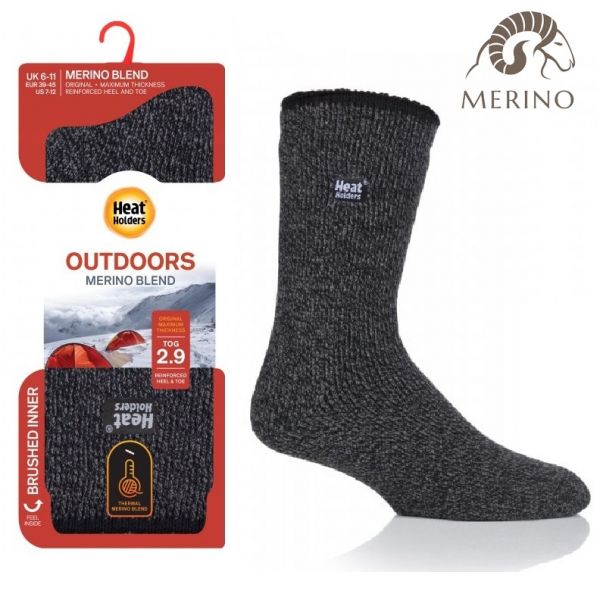 Heat Holders pánske zimné termo ponožky MERINO 2.9 melírované čierne