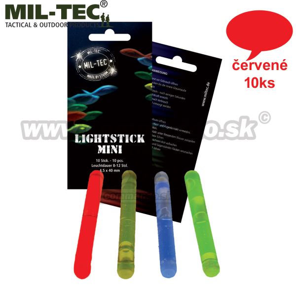 Mini svetelné tyčinky 10ks STURM Lightstick, červené