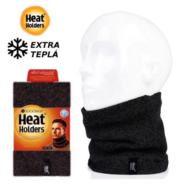 Pánsky Heat Holders zimný termo nákrčník hladký melírovaná čierna