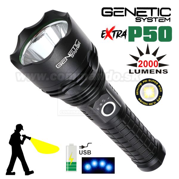 Genetics Optics XHP50 P50 Extra Strong 2000 Lumen USB svietidlo