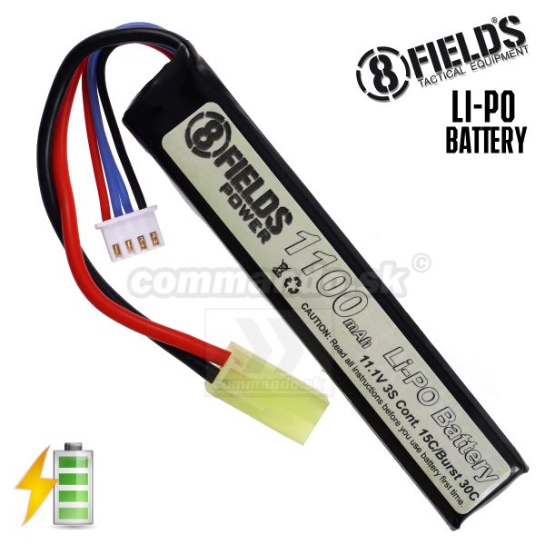 Airsoft batéria LiPO 11,1V 1100mAh Tamiya konektor malý 8FIELDS