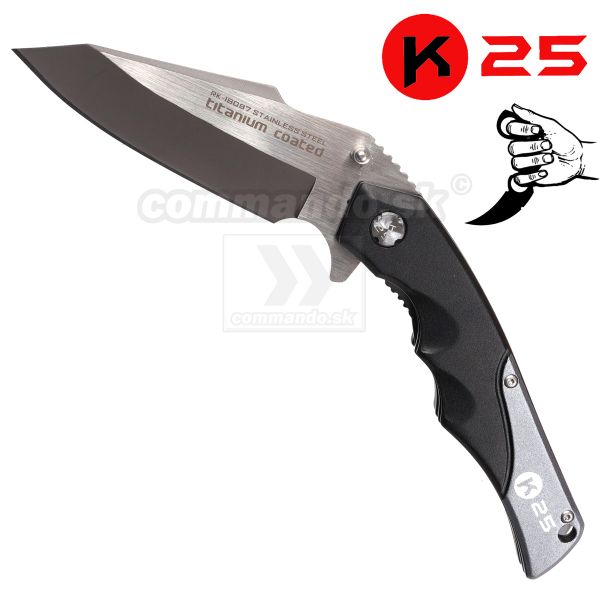 K25 bojový zatvárací nôž Karambit 18097 Titanium Coated