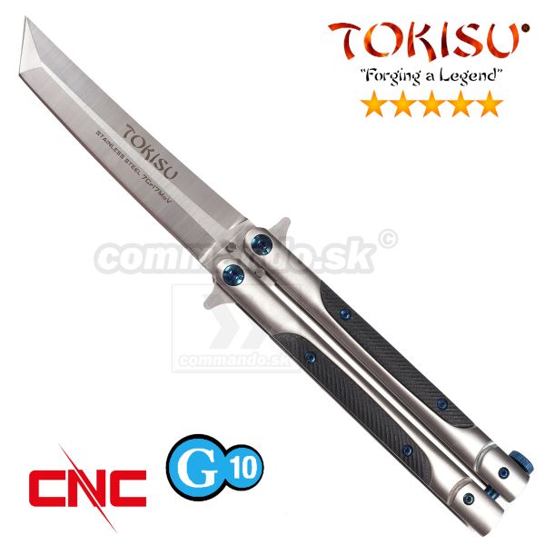 TOKISU Tanto Motýlik Balisong G10 CNC zatvárací nôž 02198 7Cr17Mov