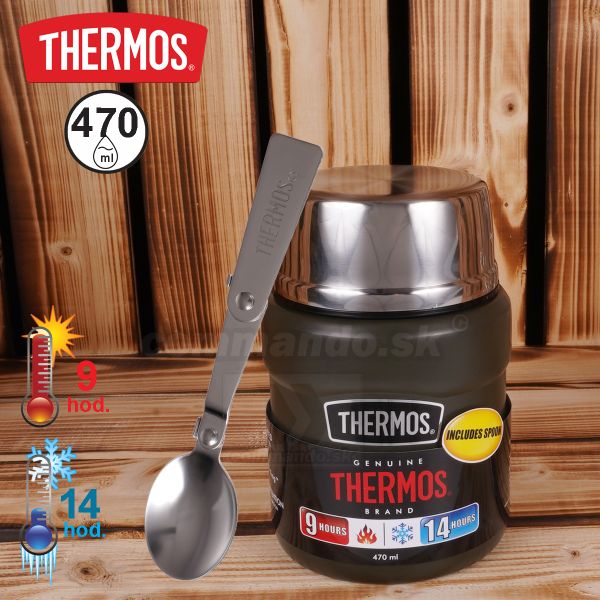 Termoska na jedlo 470ml  THERMOS šálka + lyžica vojenská zelená 173029