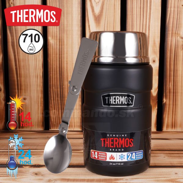 Termoska na jedlo 710ml THERMOS šálka + lyžica čierna 173053