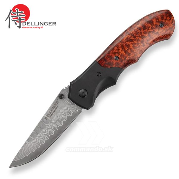 Lovecký zatvárací nôž DELLINGER Hunter Snake Wood Damascus
