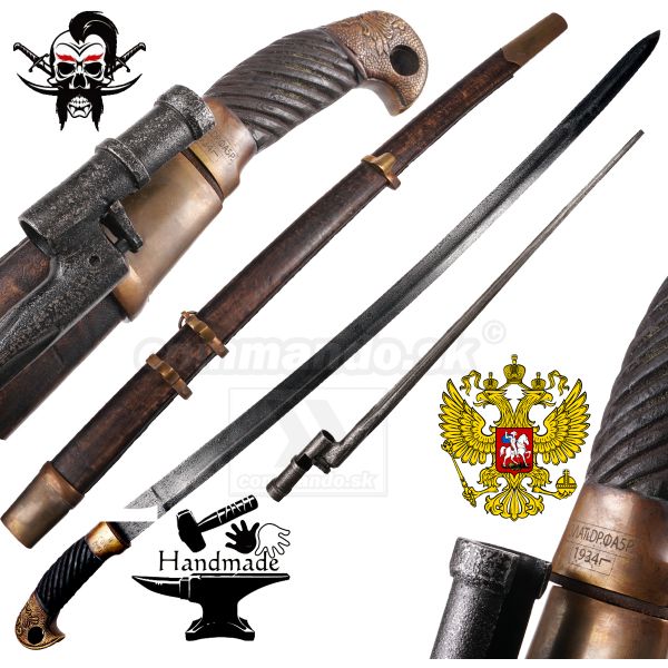 Ruská ŠaŠKA ručne kovaná šabľa s bajonetom replika SCHASCHKA