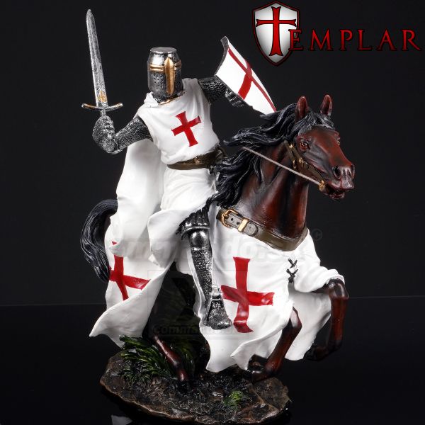 Templar Rytier na koni v boji soška 24cm 766-7633