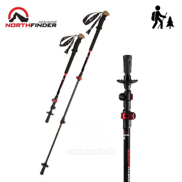 3-dielne turistické palice NORTHFINDER teleskopické SUMMIIT black