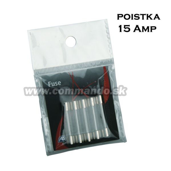 ASG Poistka Fuse Glass tube 15 Amp. 1ks