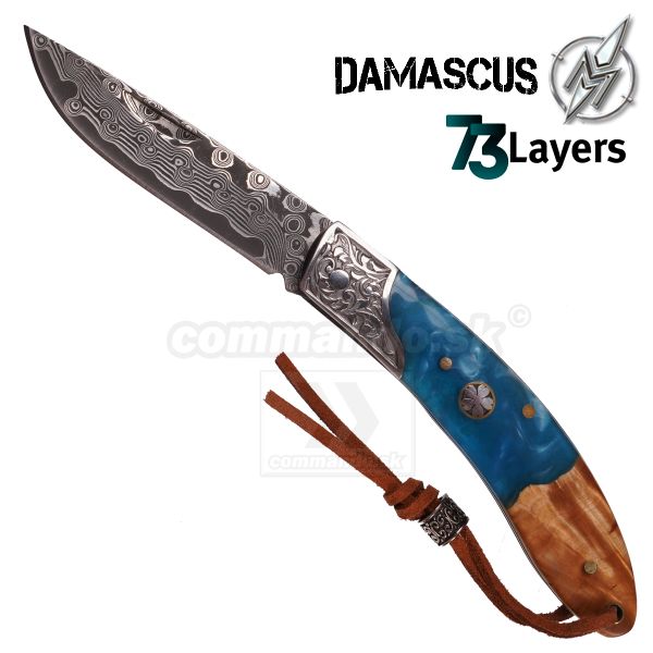 Damaškový zatvárací nôž Ornated Penknife 18880 Damascus 73 Layers