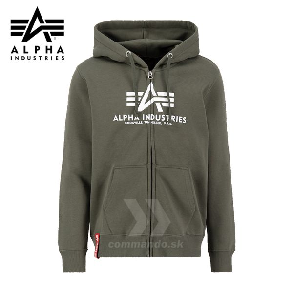 Alpha Industries Mikina Basic Zip Hoody dark olive