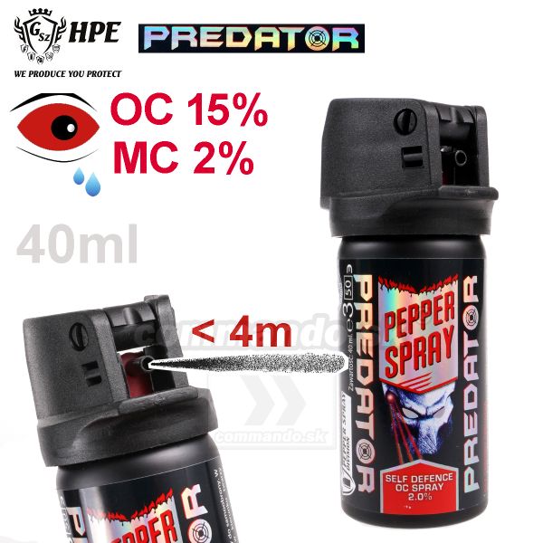 Obranný sprej PREDATOR 40ml Stream Pepper Spray