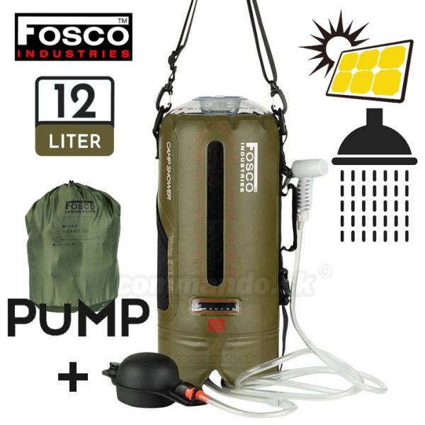 Outdoor Camp Solárna sprcha 12L + pumpa Solar Shower Fosco