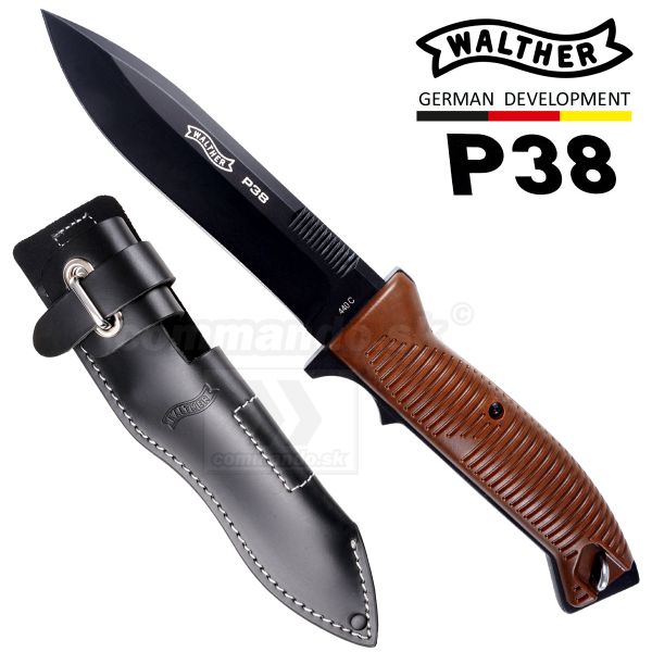 Nôž Walther P38 Knife Black Fixed Blade