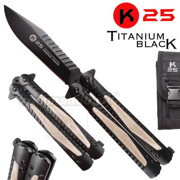 Balisong motýlik K25 Titanium Coated Mikarta Insertion 02258