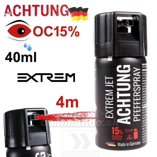 Obranný sprej EXTREM Jet ACHTUNG 15%OC Kaser 40ml