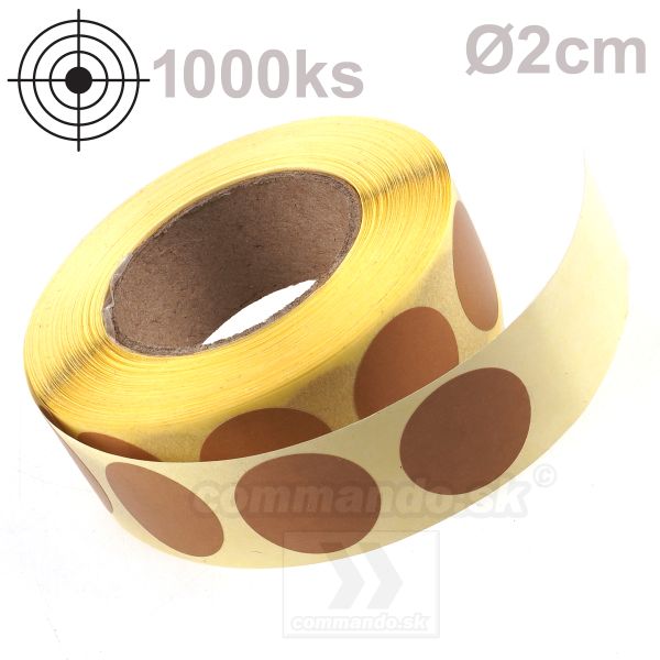 Hnedé nálepky na terče 20 mm x 1000ks Tan
