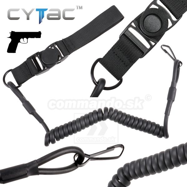 CYTAC Poistné lanko na pištoľ Black Pistol Lanyard
