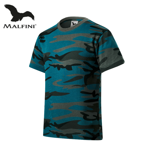 Detské tričko Malfini Camouflage - modré 149