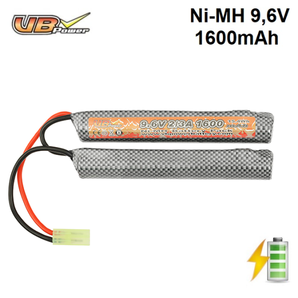Airsoft batéria Delená NiMH 9,6V 1600mAh Tamiya konektor malý VB Power