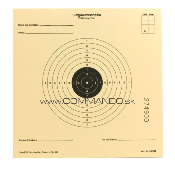 Papierový terč 14x14 cm Umarex Target for air rifles