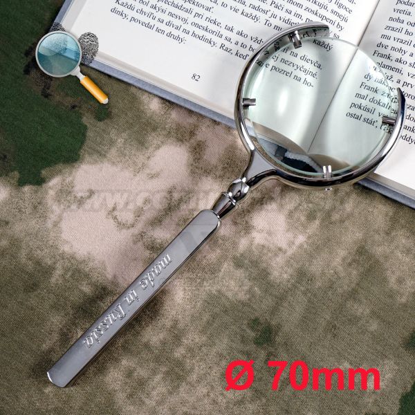 Lupa 70mm Luxury strieborná Silver Magnifier RUSSIA