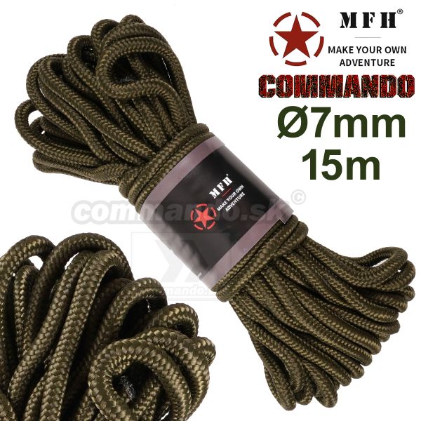 Lano commando 7mm x 15m olive