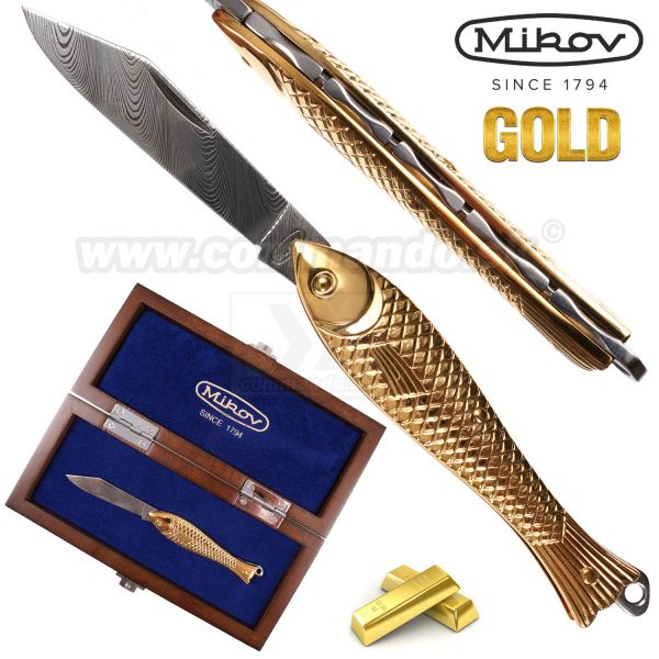 Mikov RYBKA Damask 24k Gold 130-DZ-1 zatvárací nožík