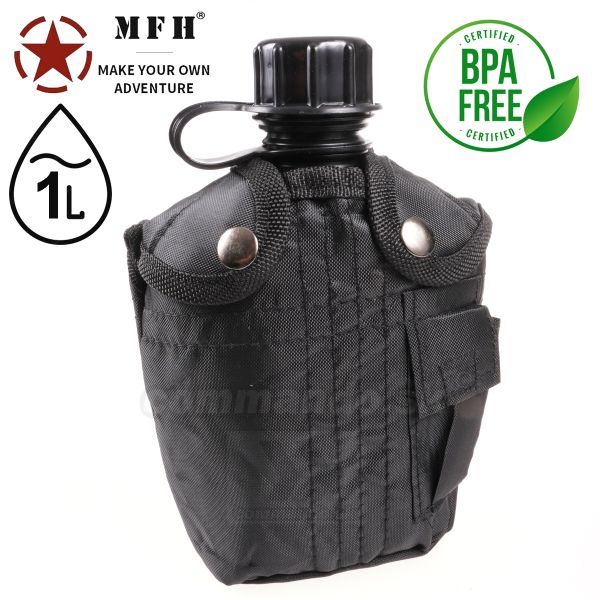 Poľná turistická  fľaša US čierna