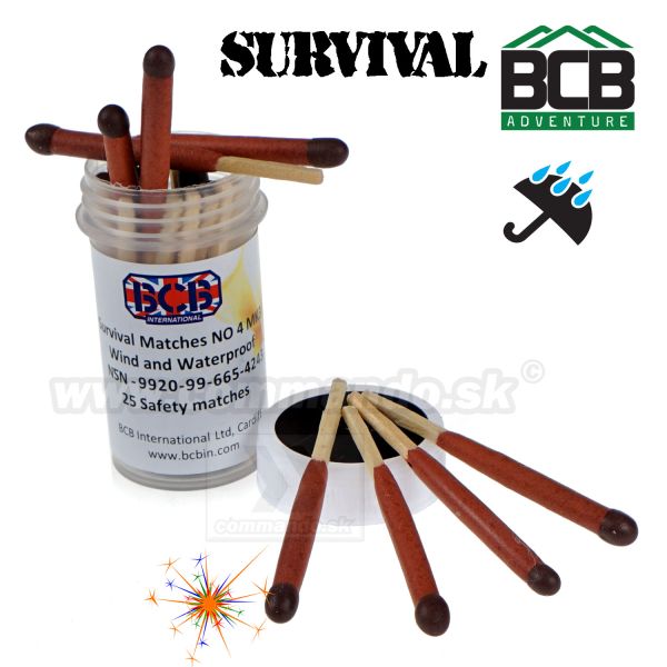 Vodeodolné survival zápalky 25 ks BCB NO4 MK3 CN327A