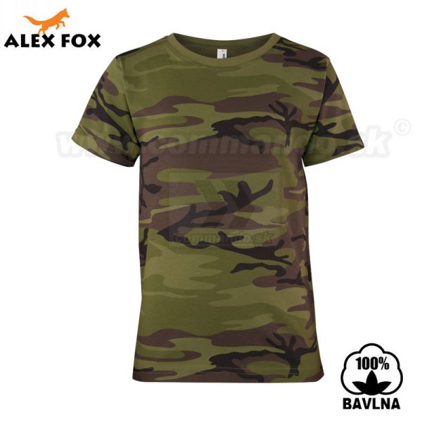 Alex Fox Detské  maskáčové tričko Military Camouflage krátky rukáv