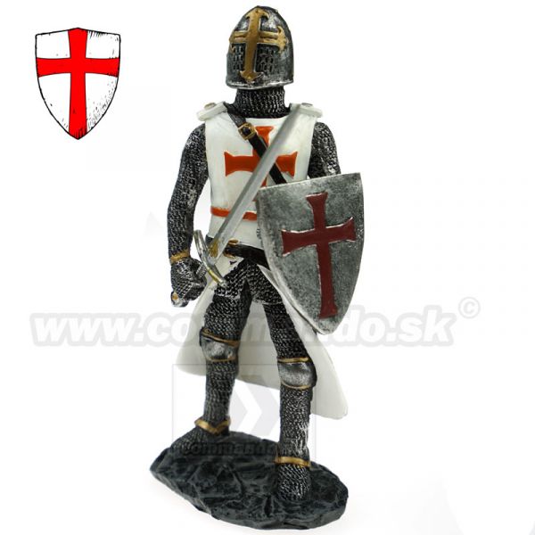 Templar Rytier križiak s mečom a štítom 18cm soška 766-3591