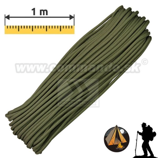 Parašutistické lanko Paracord 550 Lbs Miltec TEESAR oliv 1 meter