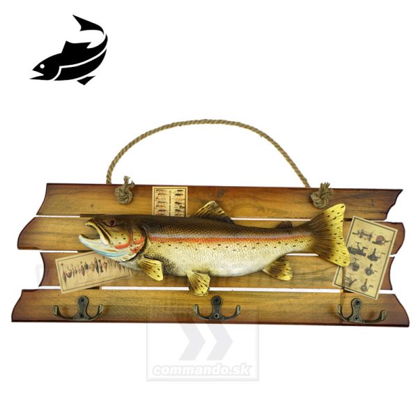Vešiak drevený na stenu ozdobný Pstruh Typ2 3D
