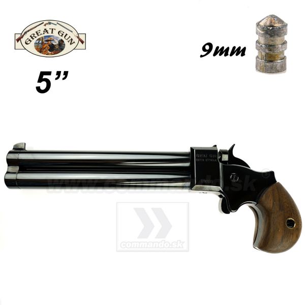 Perkusná pištoľ Derringer 9mm 5" Black Great Gun