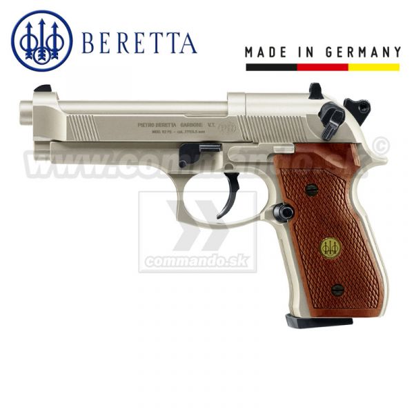 Vzduchová pištoľ Beretta M92FS nickel CO2 4,5mm drevené strienky