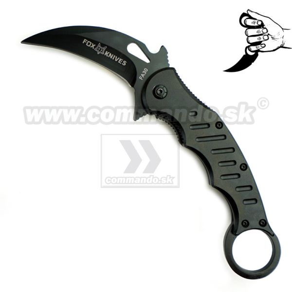 Karambit Fox Black FA30 zatvárací nôž s clipom