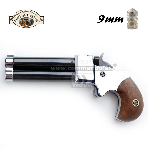 Perkusná pištoľ Derringer 9mm 3,5" Black Chrom Great Gun