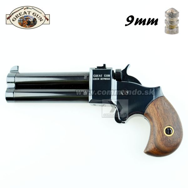 Perkusná pištoľ Derringer 9mm 3,5" Black Great Gun