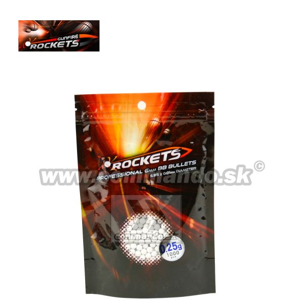 Rockets Profesional 0,25g 1000ks BB guličky White 6mm