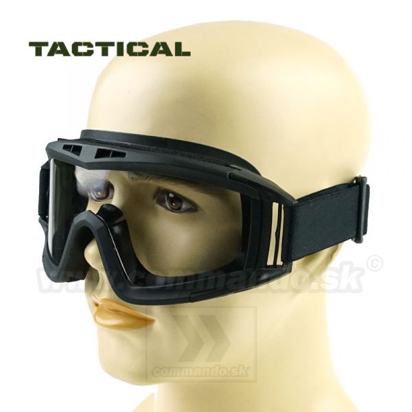 Taktické okuliare Combat X Black Glasses Clear číre