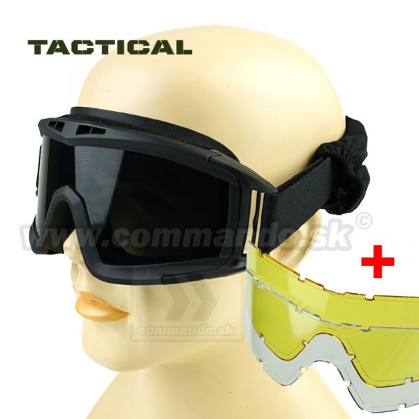 Taktické okuliare Combat XL Black Glasses Clear číre