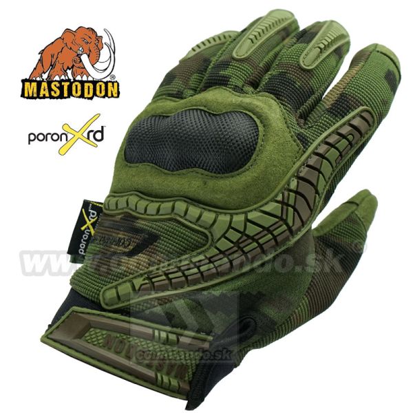 Mastodon Combat Ops Camo Taktické rukavice zelené